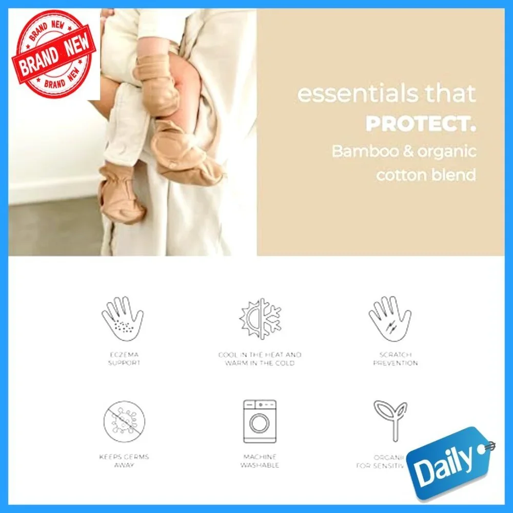 Baby Stay-On Booties Mitts Bundle 0-3 Months Soft Organic Cotton